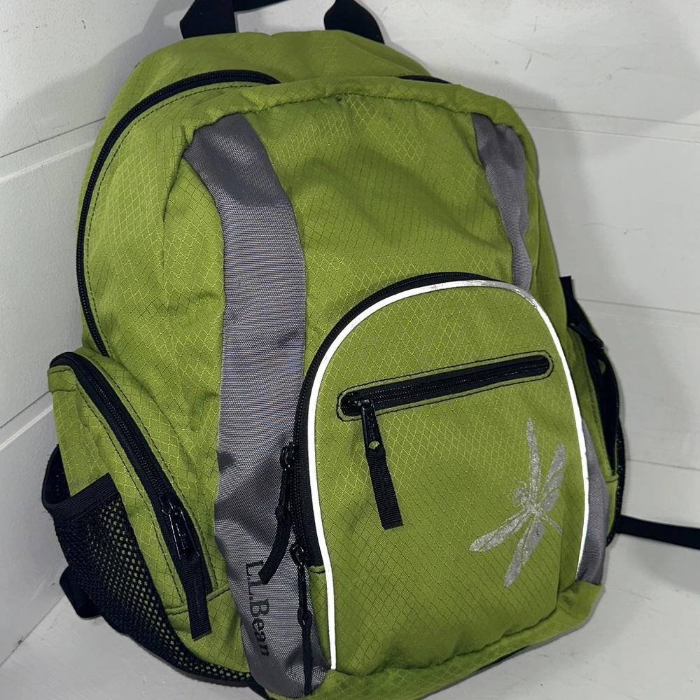 LL Bean chartreuse nylon back pack - Picture 9 of 12